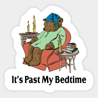 It's Past My Bedtime Bear Taking a Nap Next to Books Sticker